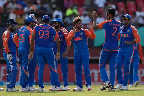 Kuldeep Yadav celebrates Harry Brook's wicket